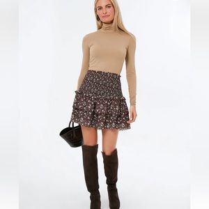 Tuckernuck Hyacinth House Floral Steff Mini Skirt, Brown, Medium